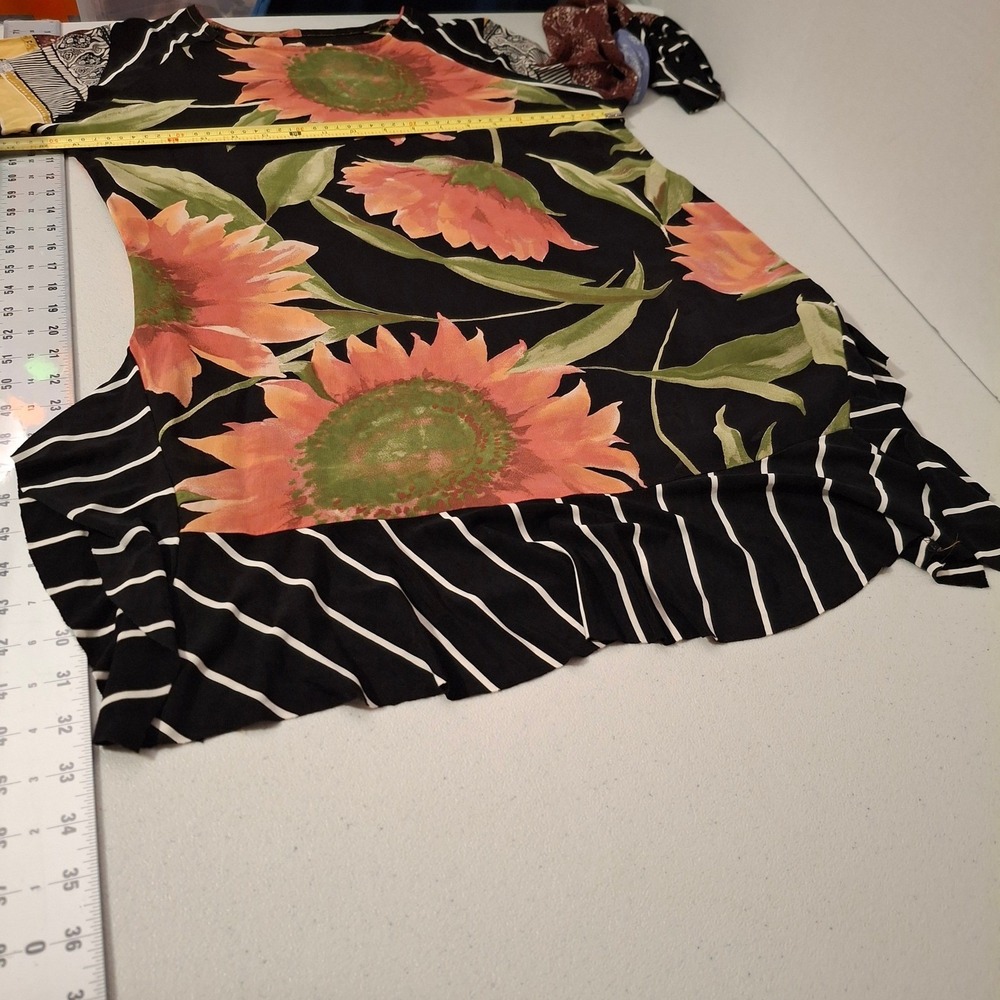 Nothing Matches Mixed Print Floral Striped Ruffle Hem Tunic Top Boho Women - Picture 4 of 6